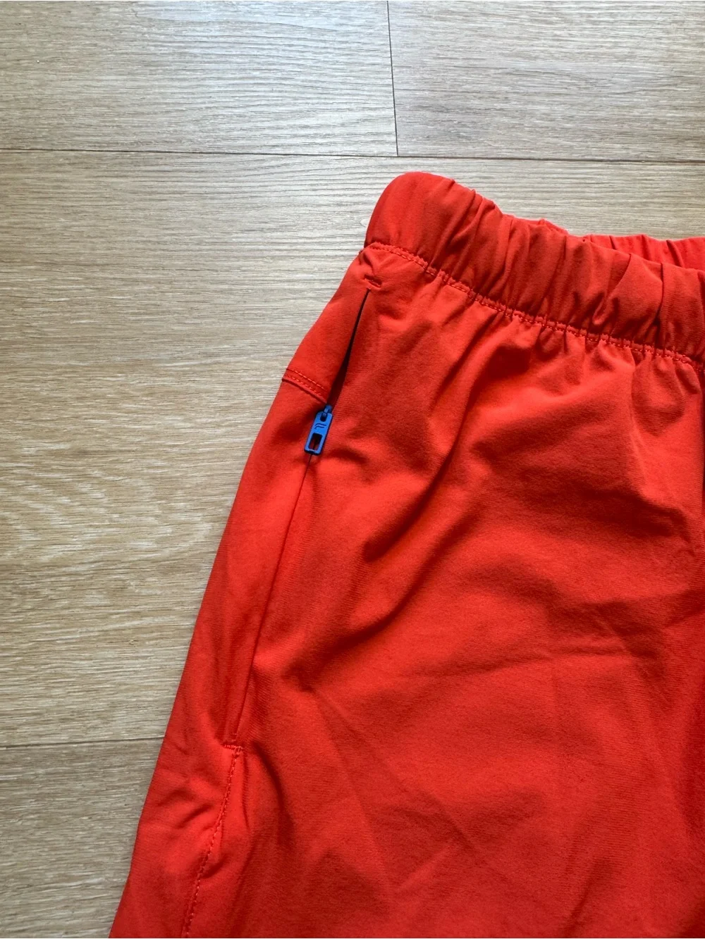 Fabletics Men's Orange Swim Trunks with Blue Drawcord